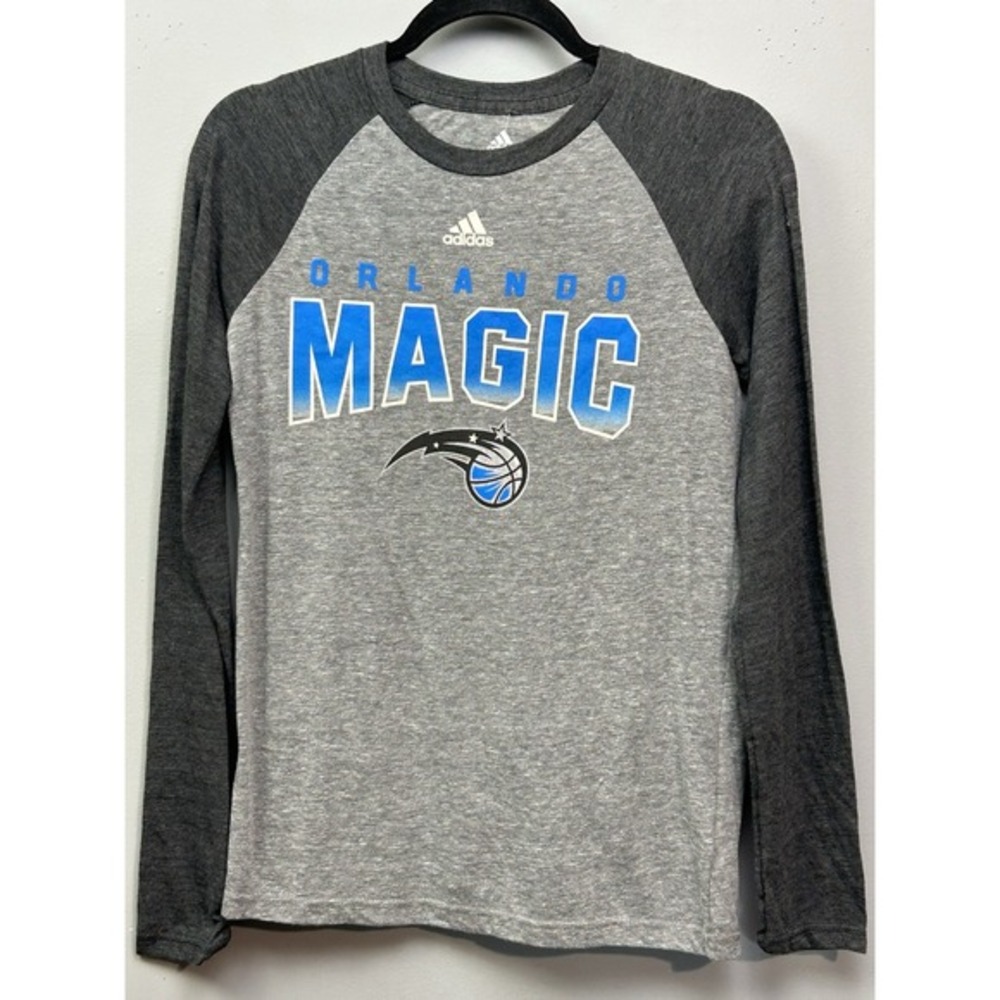 NBA‎ Orlando Magic Adidas Youth Unisex Large Gray Blue Graphic 3/4 Raglan New